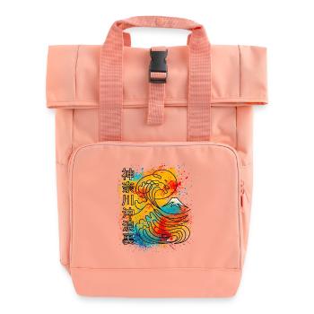 Große Welle Kanagawa One Line Minimalistisch - Rolltop Rucksack mit zwei Griffen - Chintzrosa - Vorne
