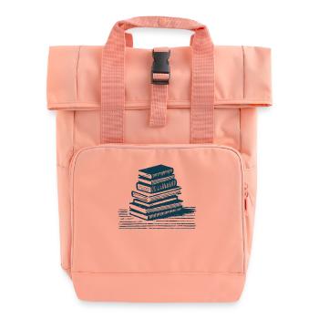 Retro Bücherwurm Leseratte Buchliebhaber - Rolltop Rucksack mit zwei Griffen - Chintzrosa - Vorne