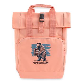 Retro Book Design Funny Book Lover Saying - Roll Top Backpack with Two Handles - chintz rose - Front