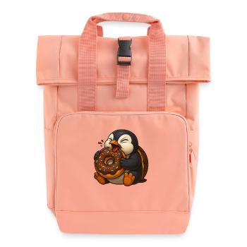 Mignon dessin animé pingouin beignet grignoter alimentation - Sac à dos Roll Top à deux anses - rose liberty - Devant