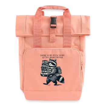 Retro Raccoon Design Cute Book Lover - Roll Top Backpack with Two Handles - chintz rose - Front