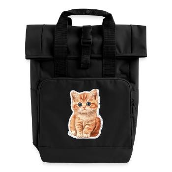 Süsse Katze Kätzchen - Rolltop Rucksack mit zwei Griffen - Schwarz - Vorne
