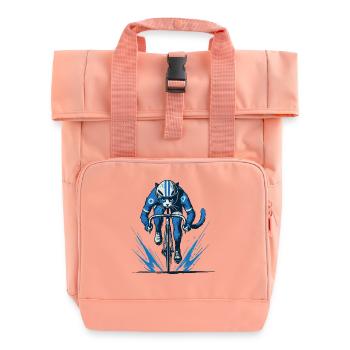 Sporty bicycle motif with cat for - Roll Top Backpack with Two Handles - chintz rose - Front