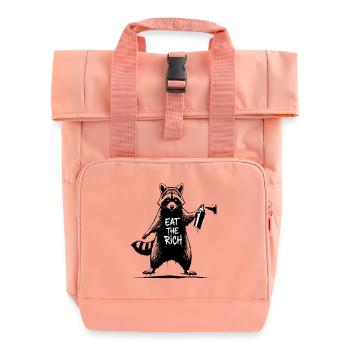 EAT THE RICH - Waschbär Sprayer Streetart - Rolltop Rucksack mit zwei Griffen - Chintzrosa - Vorne