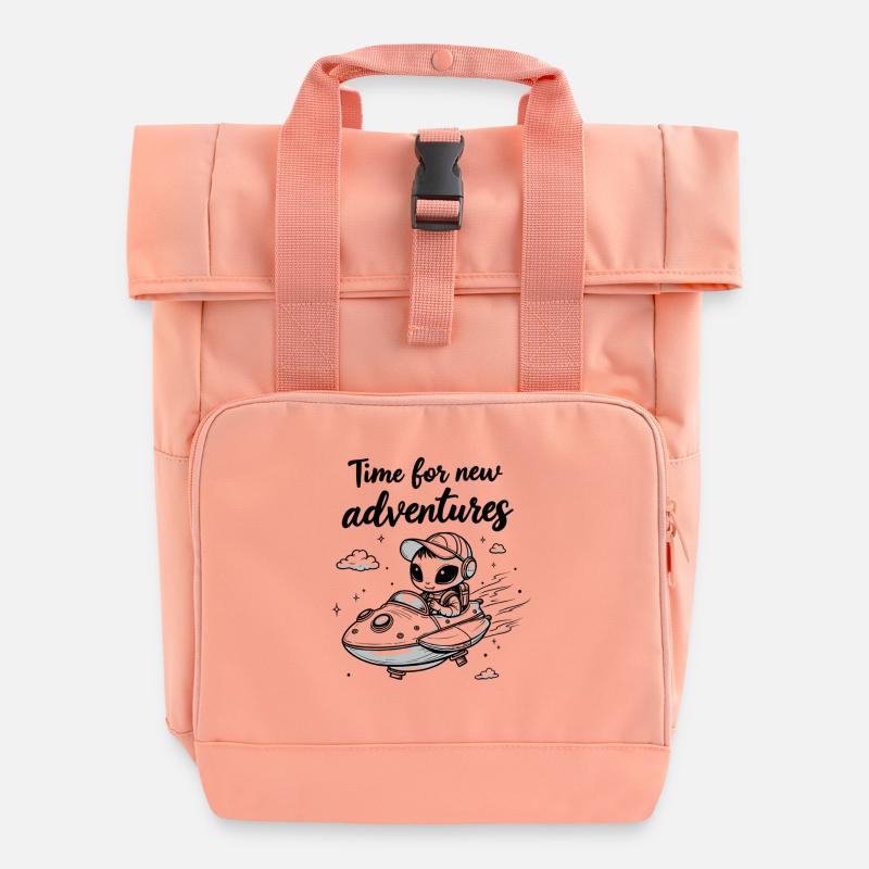 time for new adventures - Roll Top Backpack with Two Handles - chintz rose