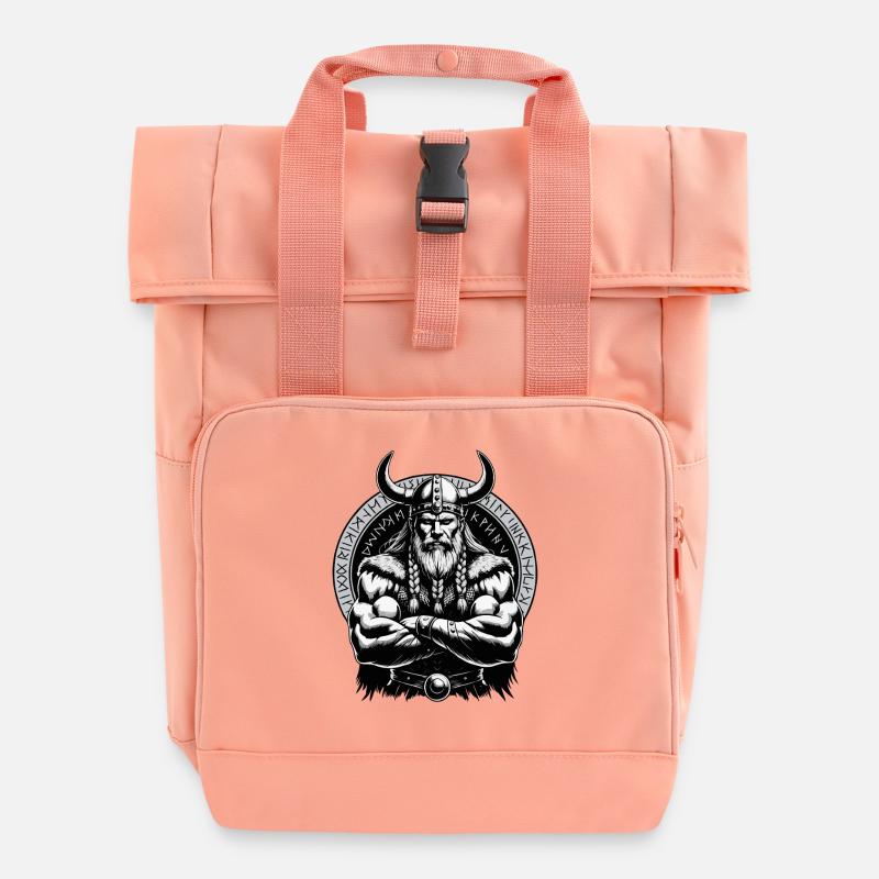 Norse Mythology Viking Warrior Valhalla - Roll Top Backpack with Two Handles - chintz rose