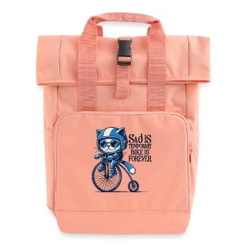 Katzen Fahrrad Design mit Spruch für Radfahrende - Rolltop Rucksack mit zwei Griffen - Chintzrosa - Vorne