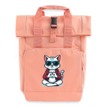 Heartbeat Kitty - Roll Top Backpack with Two Handles - chintz rose - Front