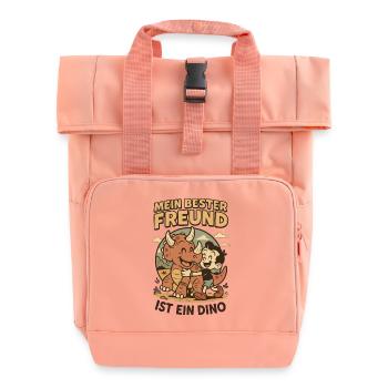 My best friend is a dinosaur - Roll Top Backpack with Two Handles - chintz rose - Front