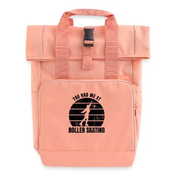 Roller Skater Saying - Roll Top Backpack with Two Handles - chintz rose - Front