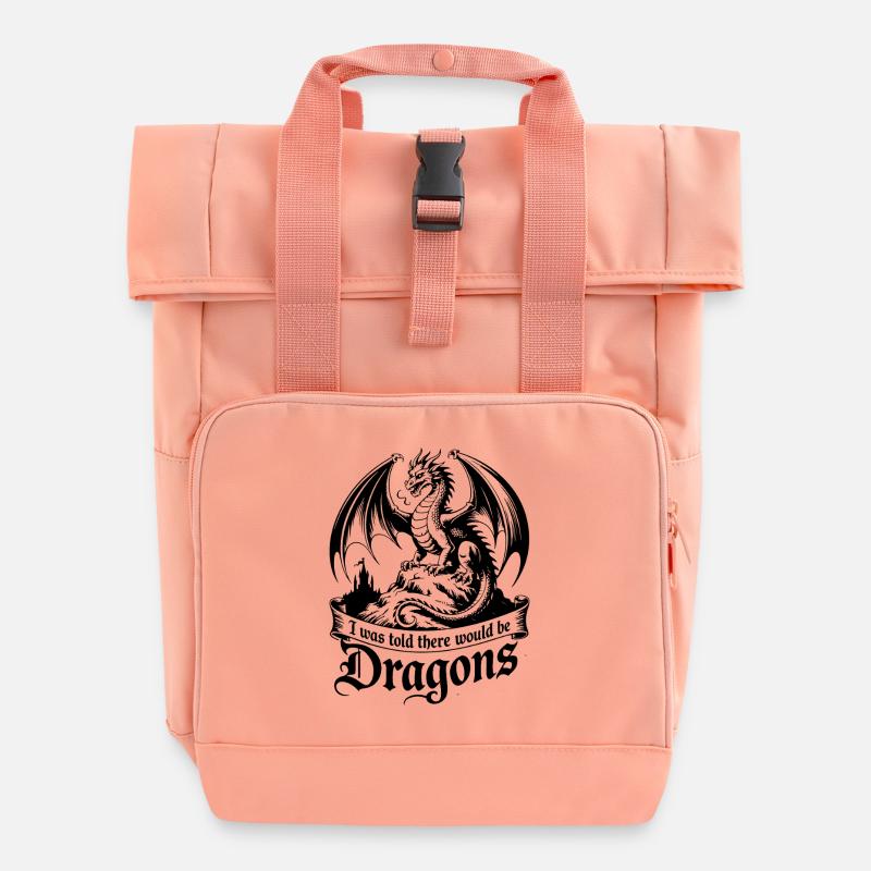 Mir wurde gesagt, dass es Drachen geben würde - Rolltop Rucksack mit zwei Griffen - Chintzrosa