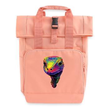 Lézard varan, reptile, dragon de Komodo, varan bagué, lézard - Sac à dos Roll Top à deux anses - rose liberty - Devant