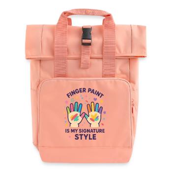 Finger Paint Is My Trademark Kindergarten - Roll Top Backpack with Two Handles - chintz rose - Front