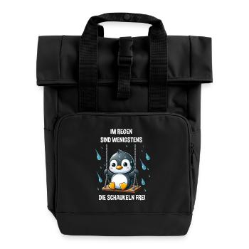 Penguin swing introvert melancholic - Roll Top Backpack with Two Handles - black - Front