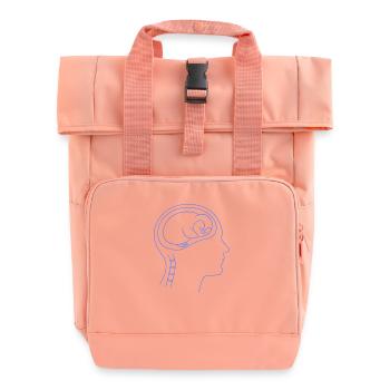 Minimalistischer Pinguin Gehirn Silhouette  - Rolltop Rucksack mit zwei Griffen - Chintzrosa - Vorne