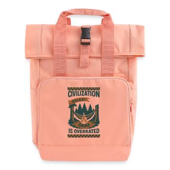 Prepper Survival Bushcrafting Civilization - Roll Top Backpack with Two Handles - chintz rose - Front