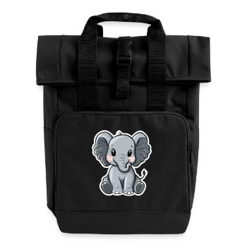 Elefant - Rolltop Rucksack mit zwei Griffen - Schwarz - Vorne