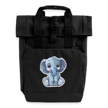 Elefant - Rolltop Rucksack mit zwei Griffen - Schwarz - Vorne