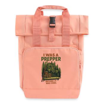 I Was A Prepper Survival Bushcrafting - Roll Top Backpack with Two Handles - chintz rose - Front