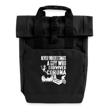 Never Underestimate a Guy Who Beat Lockdown - Roll Top Backpack with Two Handles - black - Front