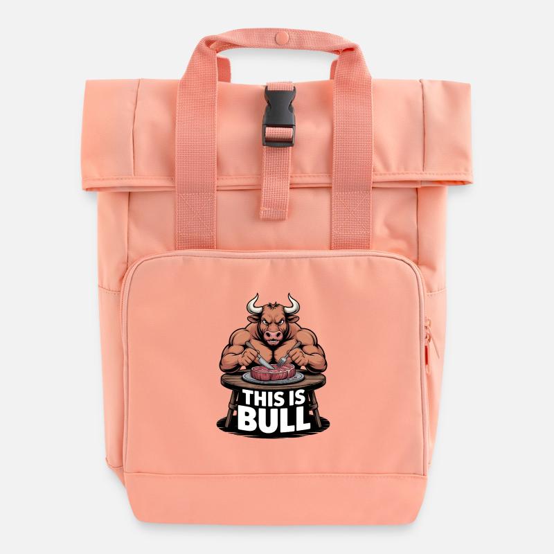 This Is Bull Meat Edition - Roll Top Backpack with Two Handles - chintz rose