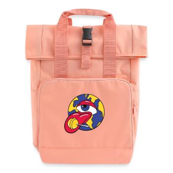 Eye and Brain Candy Surreal Illustration - Roll Top Backpack with Two Handles - chintz rose - Front