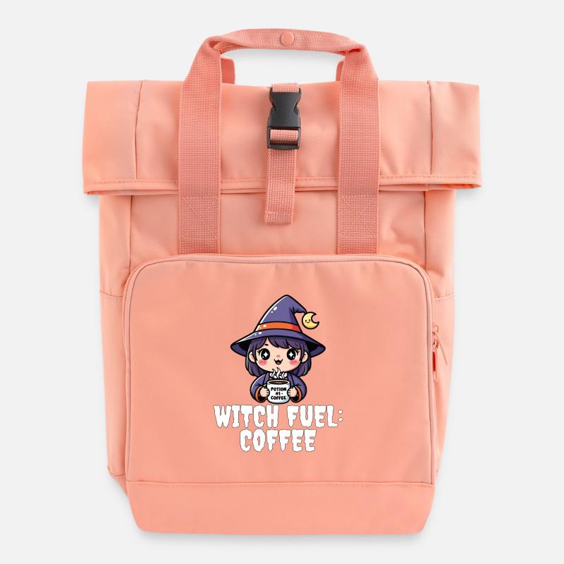 WITCH FUEL KAFFEE - HEXE HALLOWEEN - Rolltop Rucksack mit zwei Griffen - Chintzrosa
