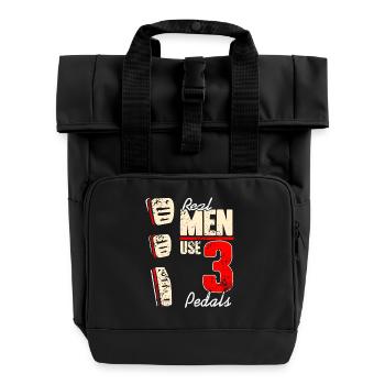 Three Pedal Manual Driver Stick Shift Power - Roll Top Backpack with Two Handles - black - Front