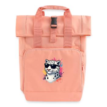 Lässiger Gepard mit Sonnenbrille - Rolltop Rucksack mit zwei Griffen - Chintzrosa - Vorne