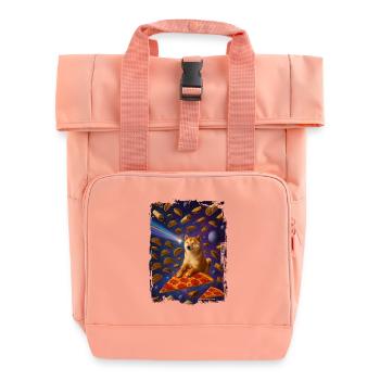 Weltraum-Katzenpizza mit Nacho-Himmel - Rolltop Rucksack mit zwei Griffen - Chintzrosa - Vorne