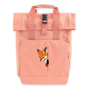 Verspielter Fuchs Illustration - Rolltop Rucksack mit zwei Griffen - Chintzrosa - Vorne
