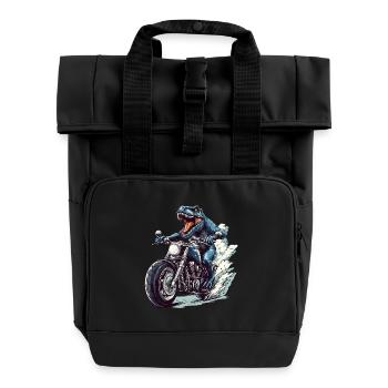 T-Rex préhistorique sur moto - Sac à dos Roll Top à deux anses - noir - Devant