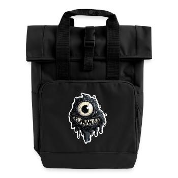 Black Monster Slime Eye - Roll Top Backpack with Two Handles - black - Front