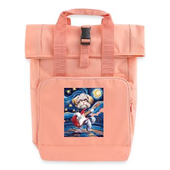 Starry Night Maltese - Roll Top Backpack with Two Handles - chintz rose - Front