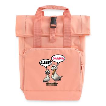 Mouettes humoristiques avec bulles de dialogue Tout drame - Sac à dos Roll Top à deux anses - rose liberty - Devant