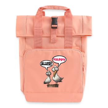 Humorous seagulls with speech bubbles everything happy - Roll Top Backpack with Two Handles - chintz rose - Front