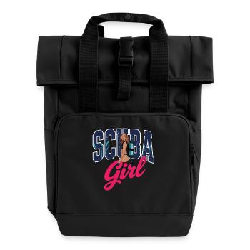 Scuba Girl Tauch-Design - Rolltop Rucksack mit zwei Griffen - Schwarz - Vorne