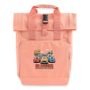 Patience on the Road - Roll Top Backpack with Two Handles - chintz rose - Front