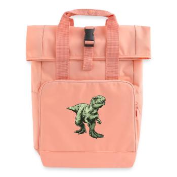 Grüner Dino T Rex Comic Stil - Rolltop Rucksack mit zwei Griffen - Chintzrosa - Vorne
