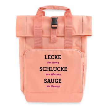 Wortkunst Honig Whiskey Orange - Rolltop Rucksack mit zwei Griffen - Chintzrosa - Vorne