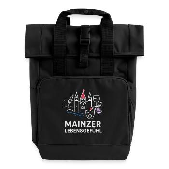 Mainz Lebensgefühl Skyline & Wein - Rolltop Rucksack mit zwei Griffen - Schwarz - Vorne