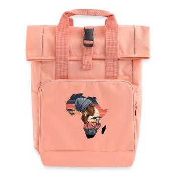 Afrique Continent Silhouette Afro Femme Profil - Sac à dos Roll Top à deux anses - rose liberty - Devant