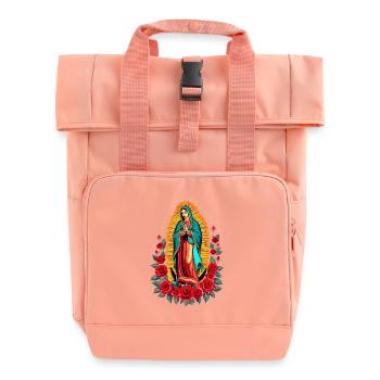 Guadalupe Mary Rosary - Roll Top Backpack with Two Handles - chintz rose - Front