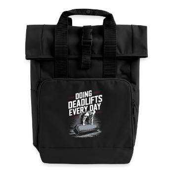 Deadlifts Every Day Coffin Motif - Halloween - Roll Top Backpack with Two Handles - black - Front