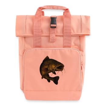 Grand motif de pêche au poisson-chat - Sac à dos Roll Top à deux anses - rose liberty - Devant