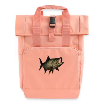 Majestic Tarpon Fish Motif - Roll Top Backpack with Two Handles - chintz rose - Front