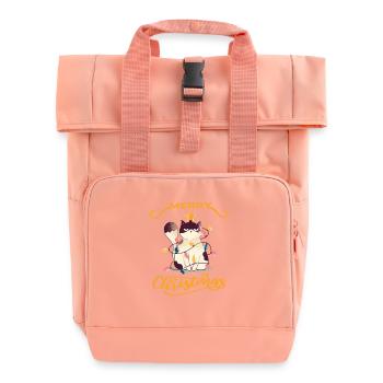 Excited Cat Merry Christmas Quote - Roll Top Backpack with Two Handles - chintz rose - Front