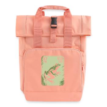 Frog Vintage Postcard Green - Roll Top Backpack with Two Handles - chintz rose - Front