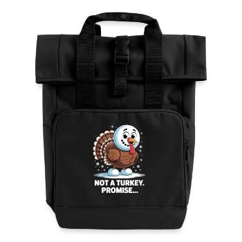 No turkey for dinner - Roll Top Backpack with Two Handles - black - Front