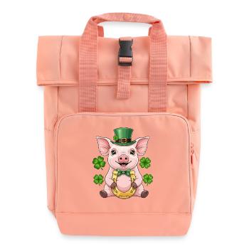 Glücksschwein Hufeisen - Rolltop Rucksack mit zwei Griffen - Chintzrosa - Vorne